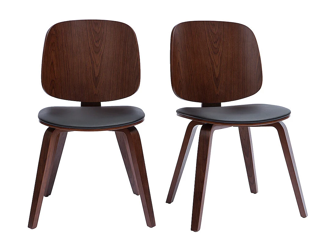 Chaises vintage en bois foncé et noir (lot de 2) BECK