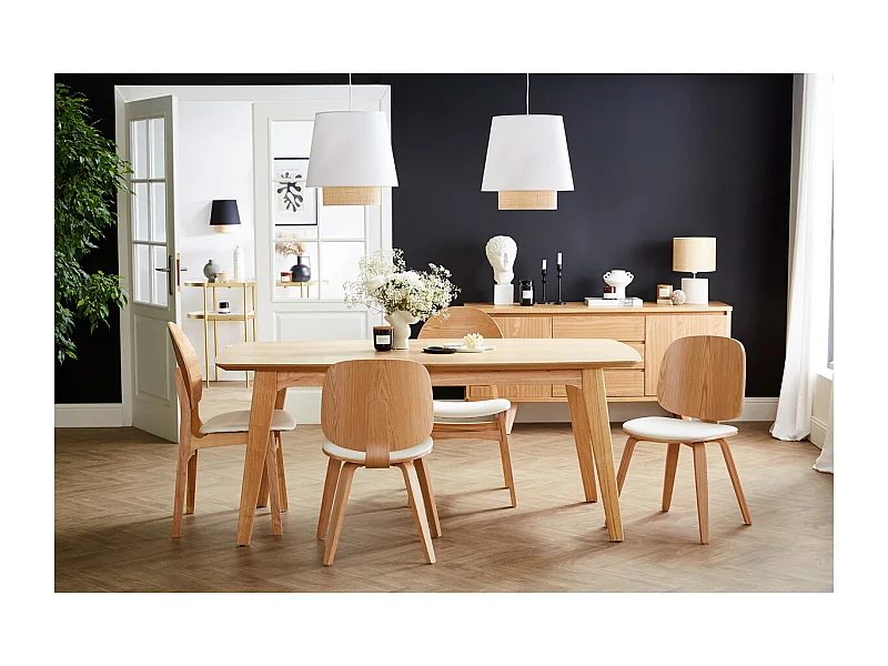 Set de 2 sillas de madera oscura y negra BECK