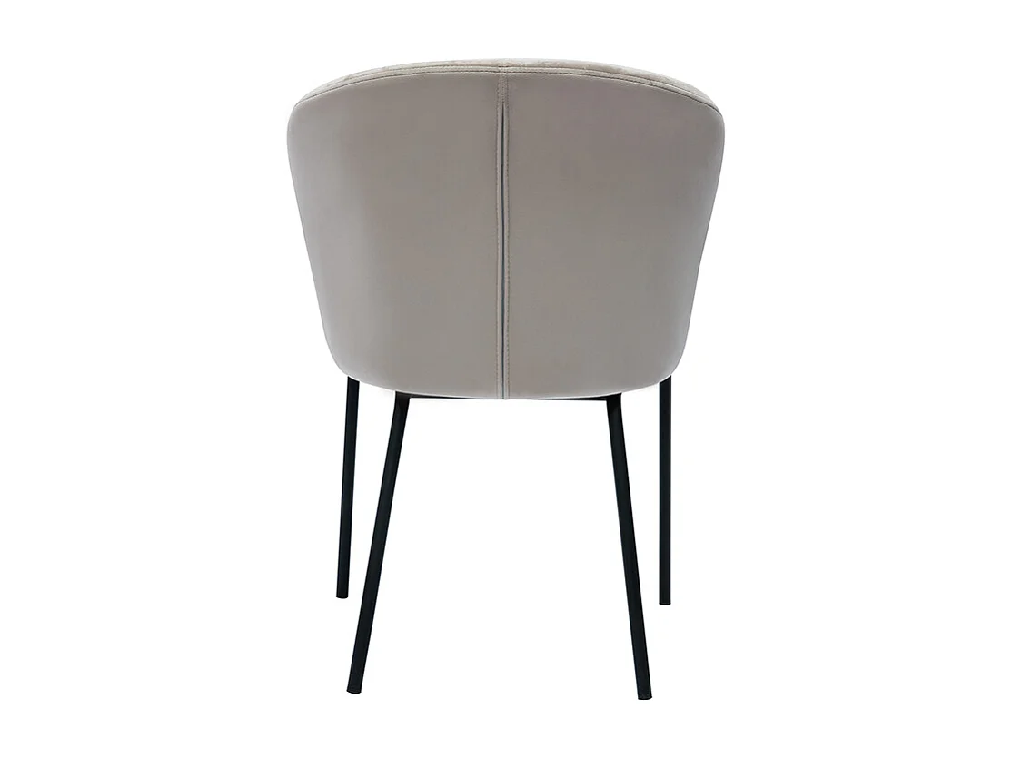 Silla de diseño de terciopelo gofrado color topo y metal negro REQUIEM