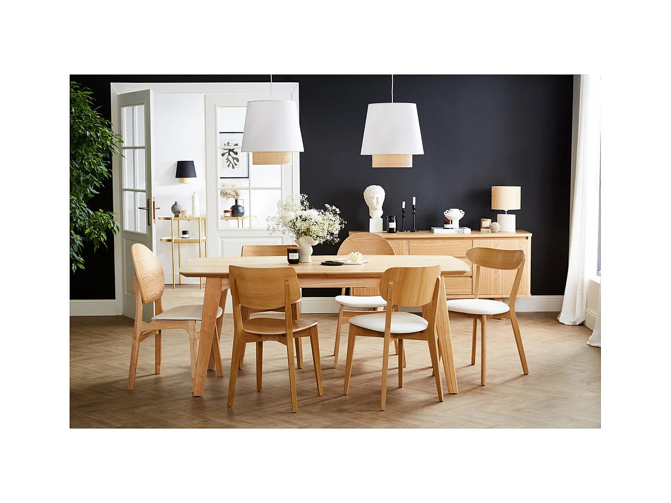 Chaises scandinaves en bois clair et blanc (lot de 2) ELTON