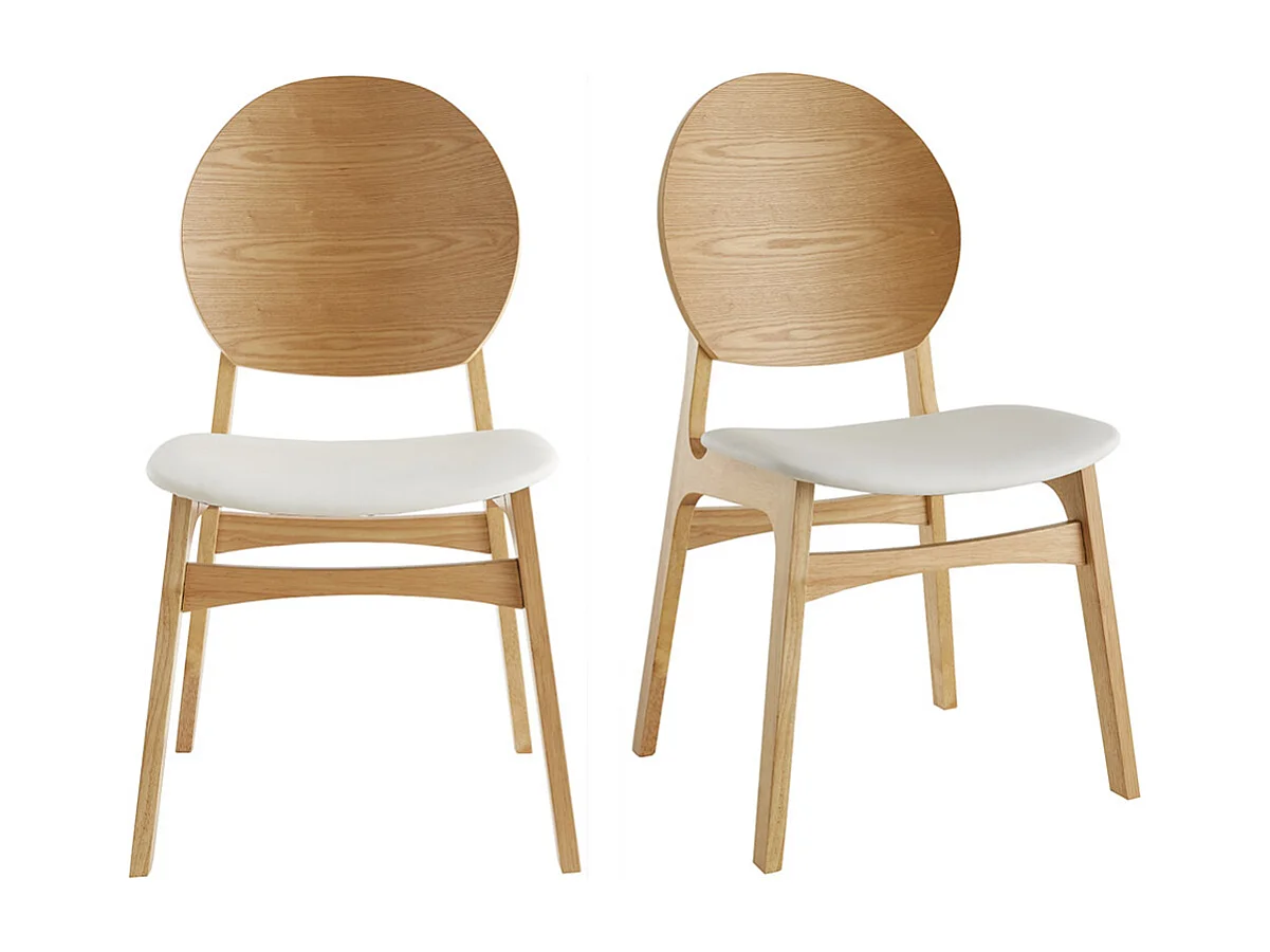 Chaises scandinaves en bois clair et blanc (lot de 2) ELTON