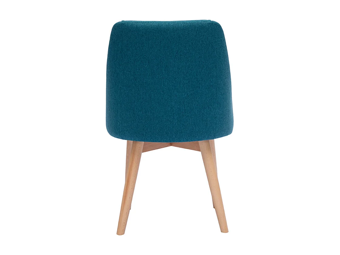 Stühle aus entenblauem Stoff mit Samteffekt und massivem Buchenholz (2er-Set) HIGGINS