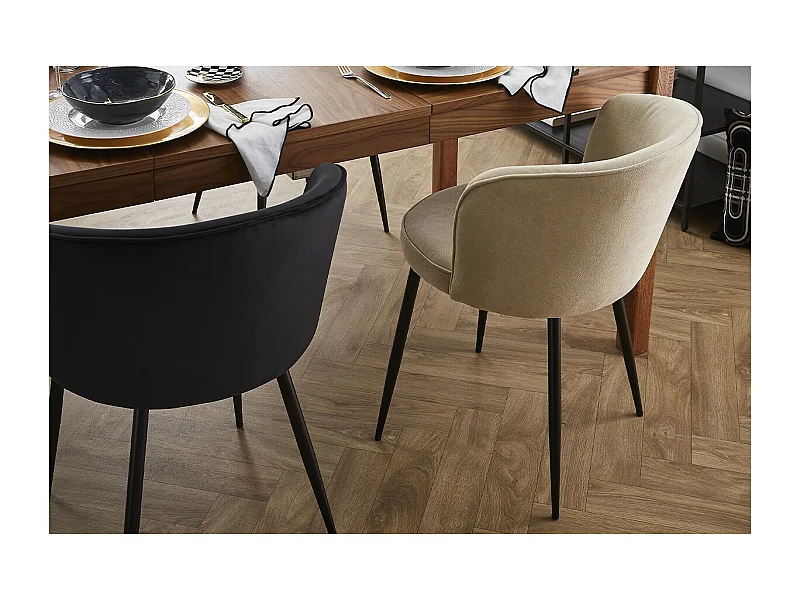 Set de 2 sillas de diseño tejido efecto aterciopelado beige SERIF