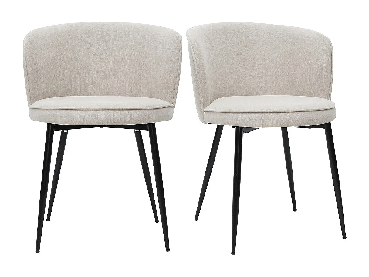 Chaises design en tissu effet velours beige et métal noir (lot de 2) SERIF