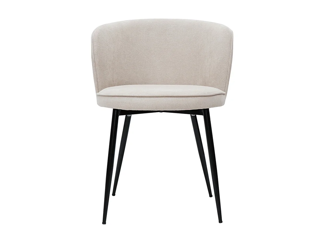 Chaises design en tissu effet velours beige et métal noir (lot de 2) SERIF