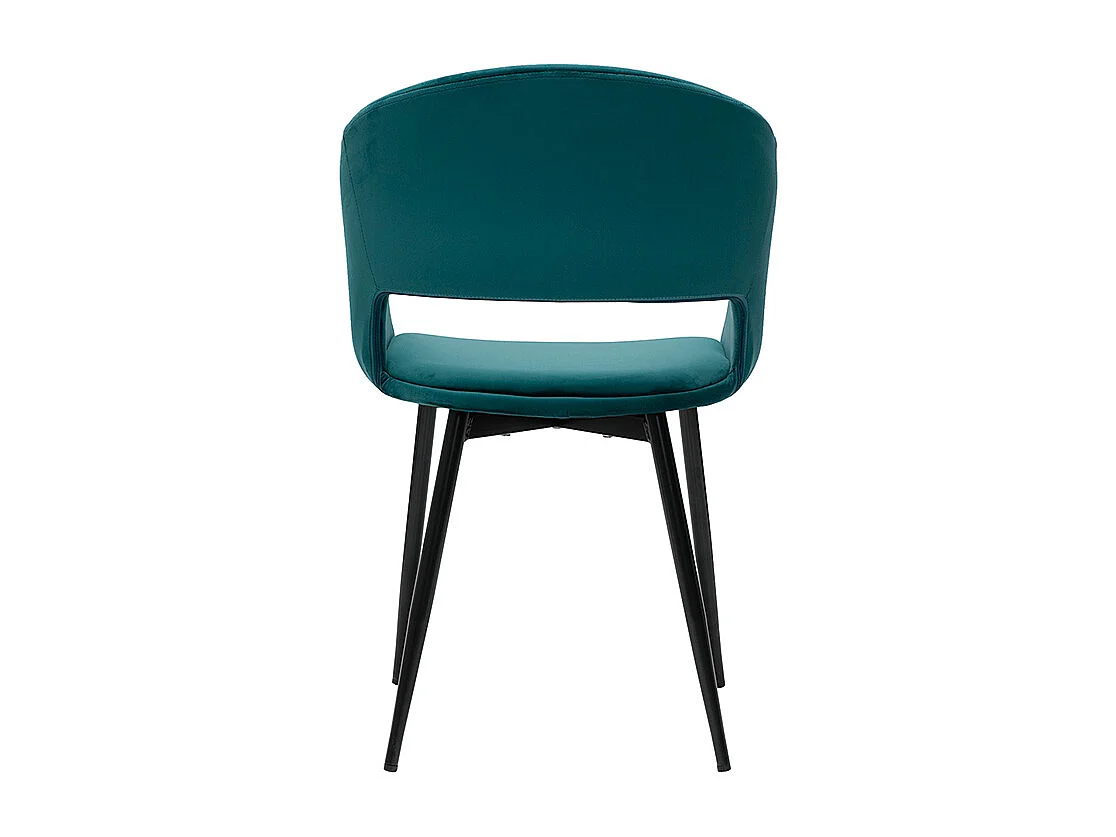 Chaise design en tissu velours bleu pétrole et métal noir PRISMA