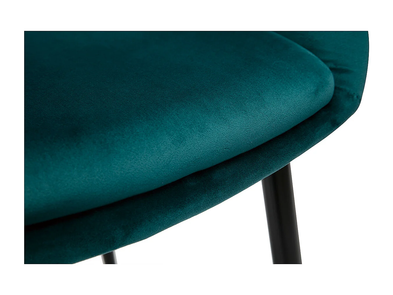 Silla de diseño de terciopelo azul petróleo y patas de metal negro PRISMA