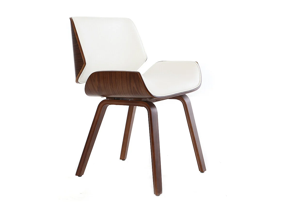Sedia design Bianco e legno scuro noce RUBBENS