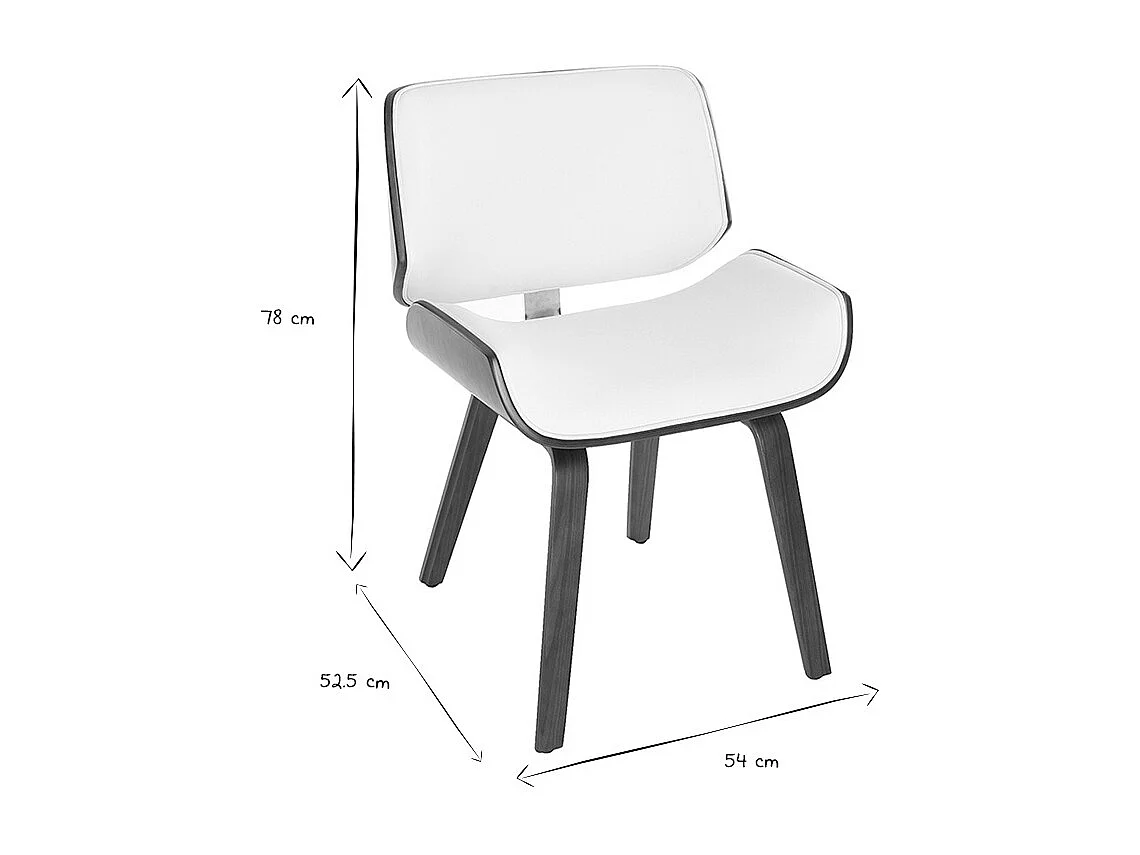 Sedia design Bianco e legno scuro noce RUBBENS