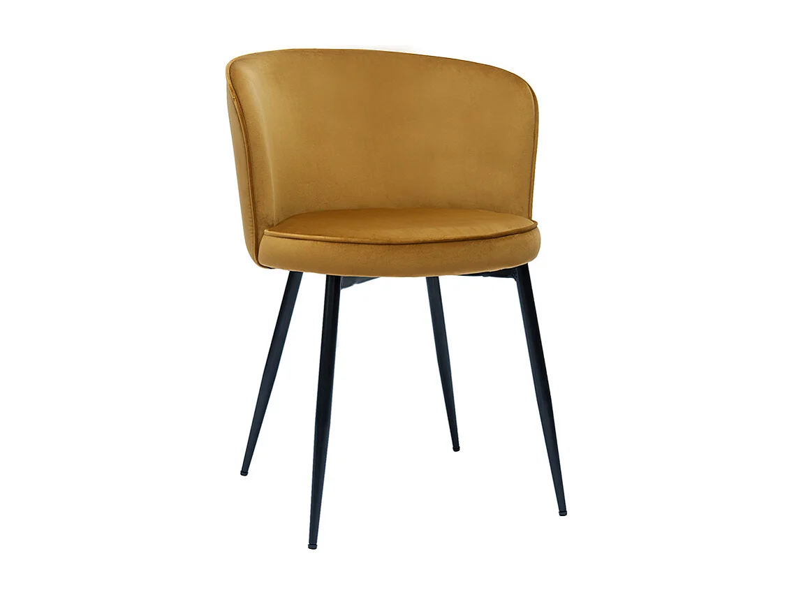 Set de 2 sillas de diseño de terciopelo bronce y metal negro SERIF