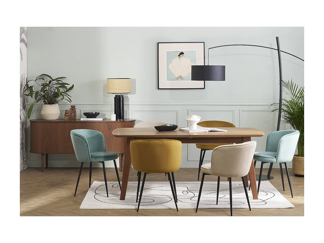 Chaises design en tissu velours bronze et métal noir (lot de 2) SERIF