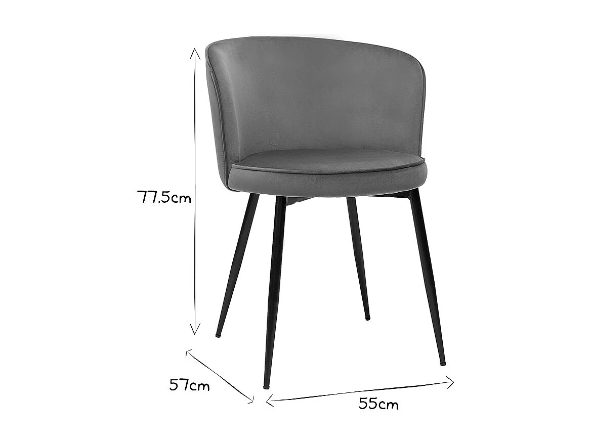 Chaises design en tissu velours bronze et métal noir (lot de 2) SERIF