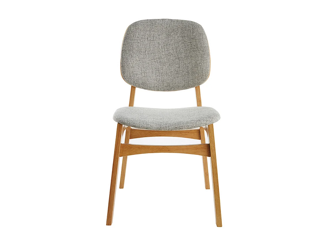 Vintage-Stühle mit hellgrauem Stoff und hellem Holz (2er-Set) SOQUETTE