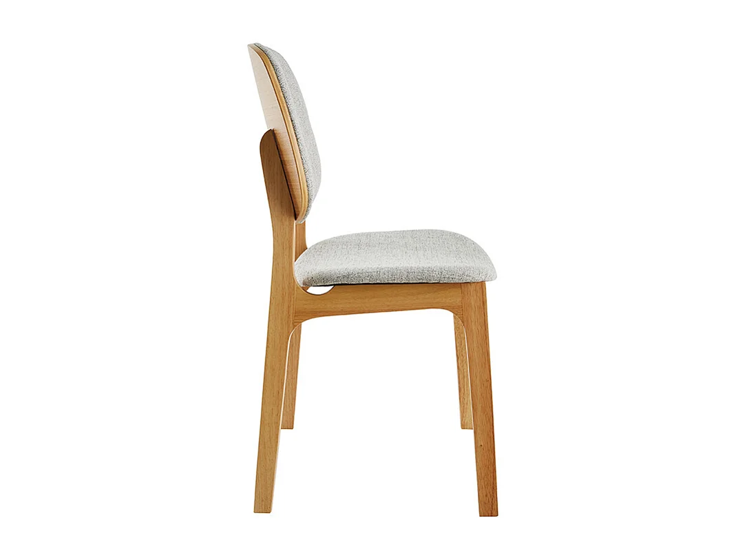 Vintage-Stühle mit hellgrauem Stoff und hellem Holz (2er-Set) SOQUETTE