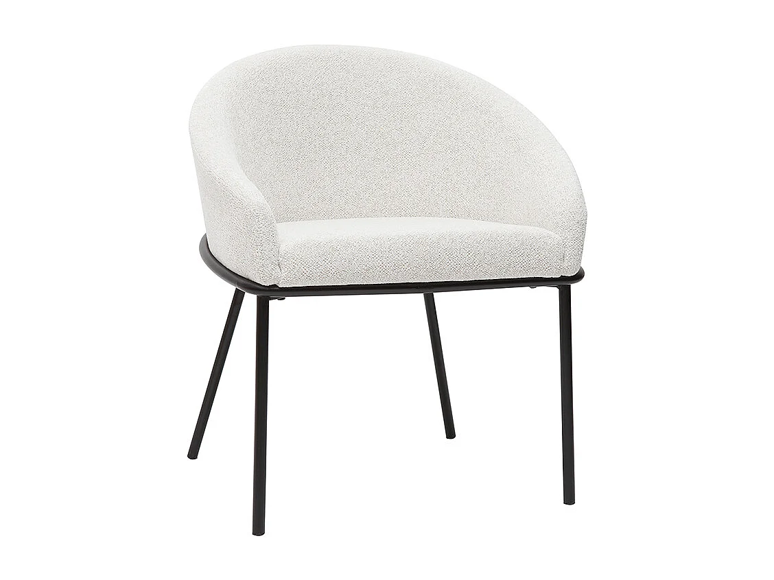 Silla de diseño de terciopelo chenilla beige y metal negro JENNA