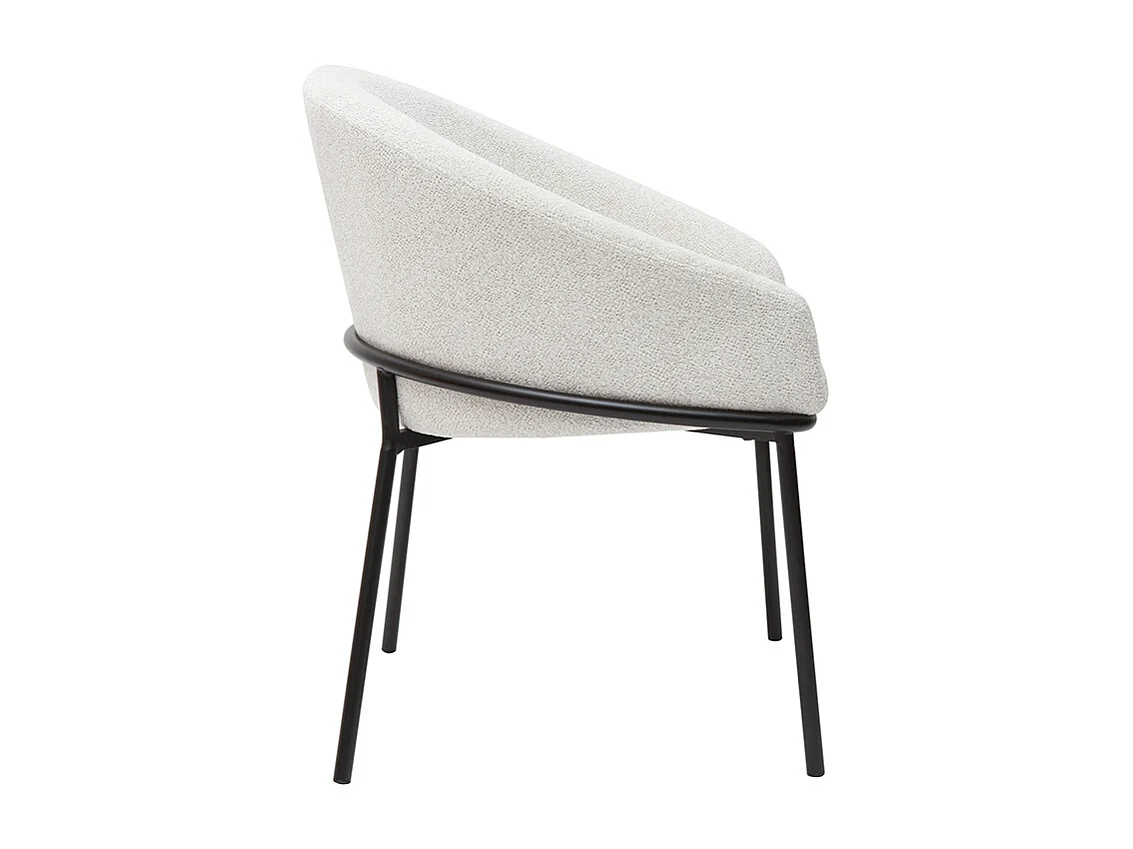 Silla de diseño de terciopelo chenilla beige y metal negro JENNA