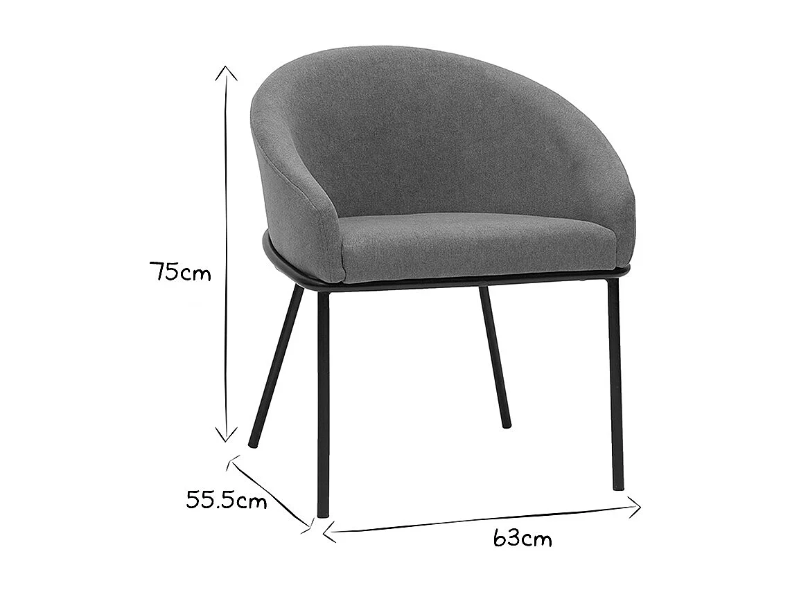 Silla de diseño de terciopelo chenilla beige y metal negro JENNA