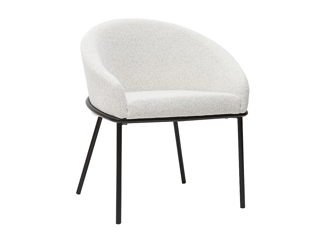 Silla de diseño de terciopelo chenilla beige y metal negro JENNA