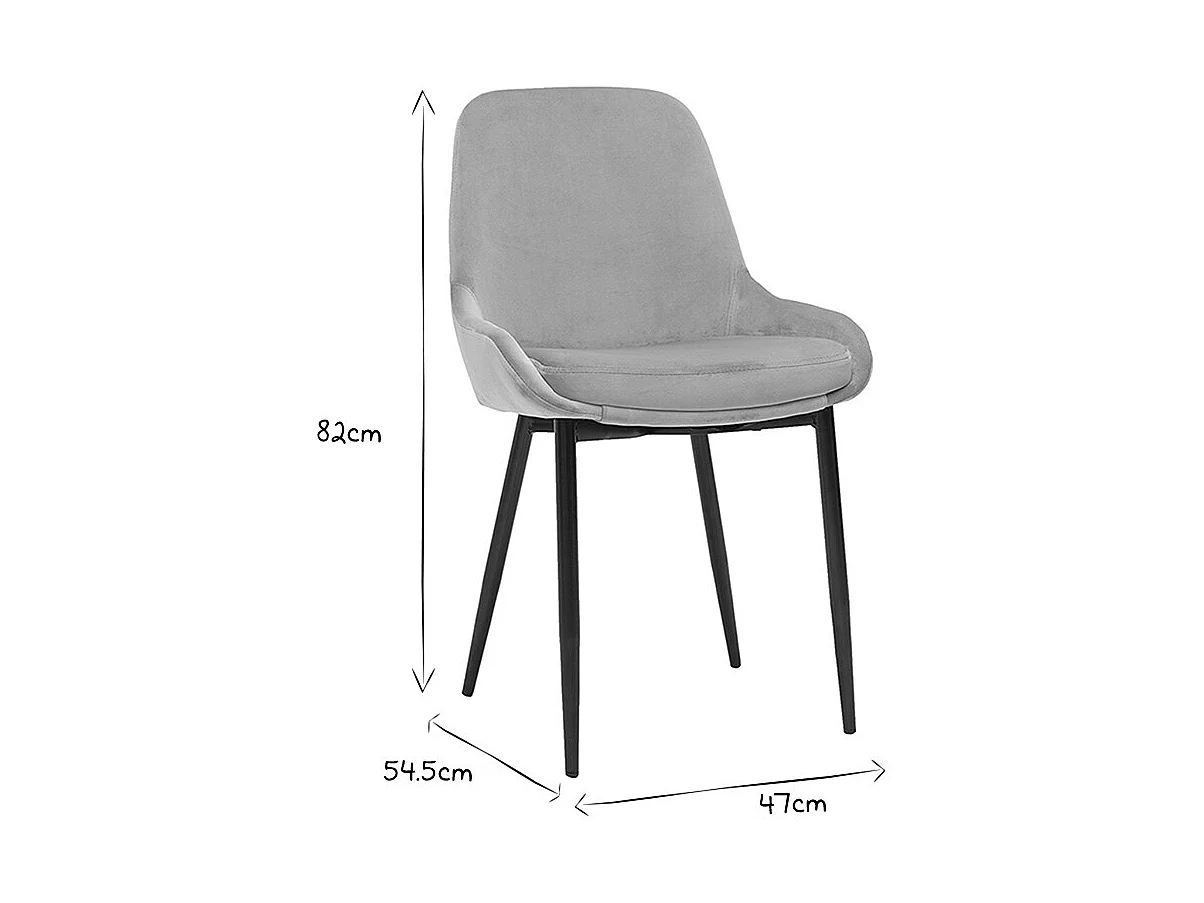 Chaises design en tissu velours taupe et métal noir (lot de 2) HOLO