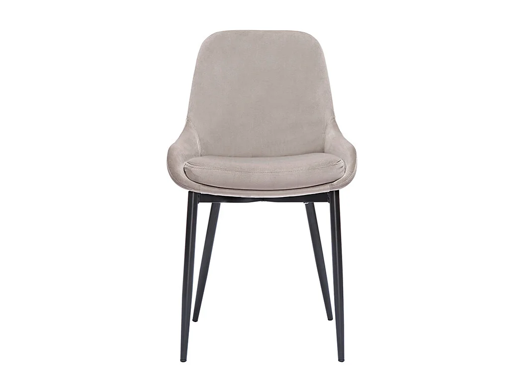Chaises design en tissu velours taupe et métal noir (lot de 2) HOLO