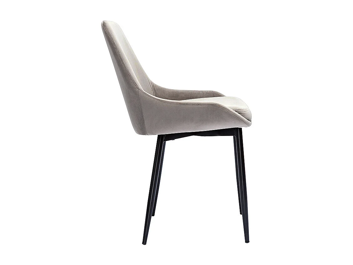 Chaises design en tissu velours taupe et métal noir (lot de 2) HOLO