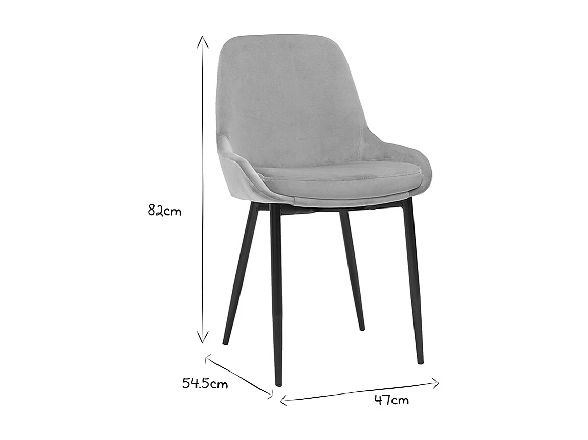 Chaises design en tissu velours taupe et métal noir (lot de 2) HOLO