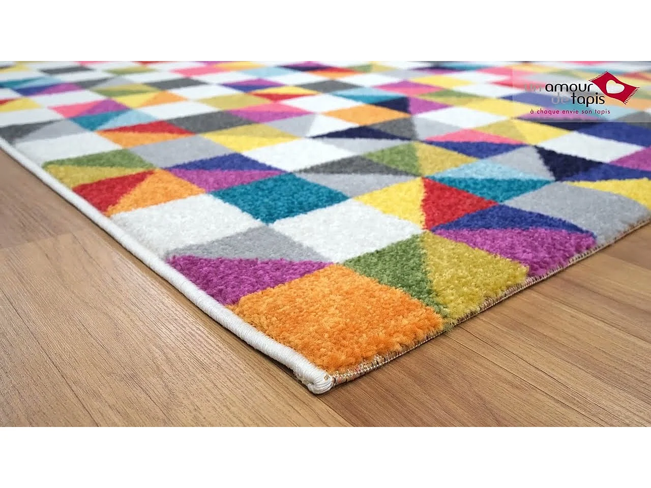 tapis salon 200x290 tissé multicolore rectangle motif géométrique LYN6 BOUTIK
