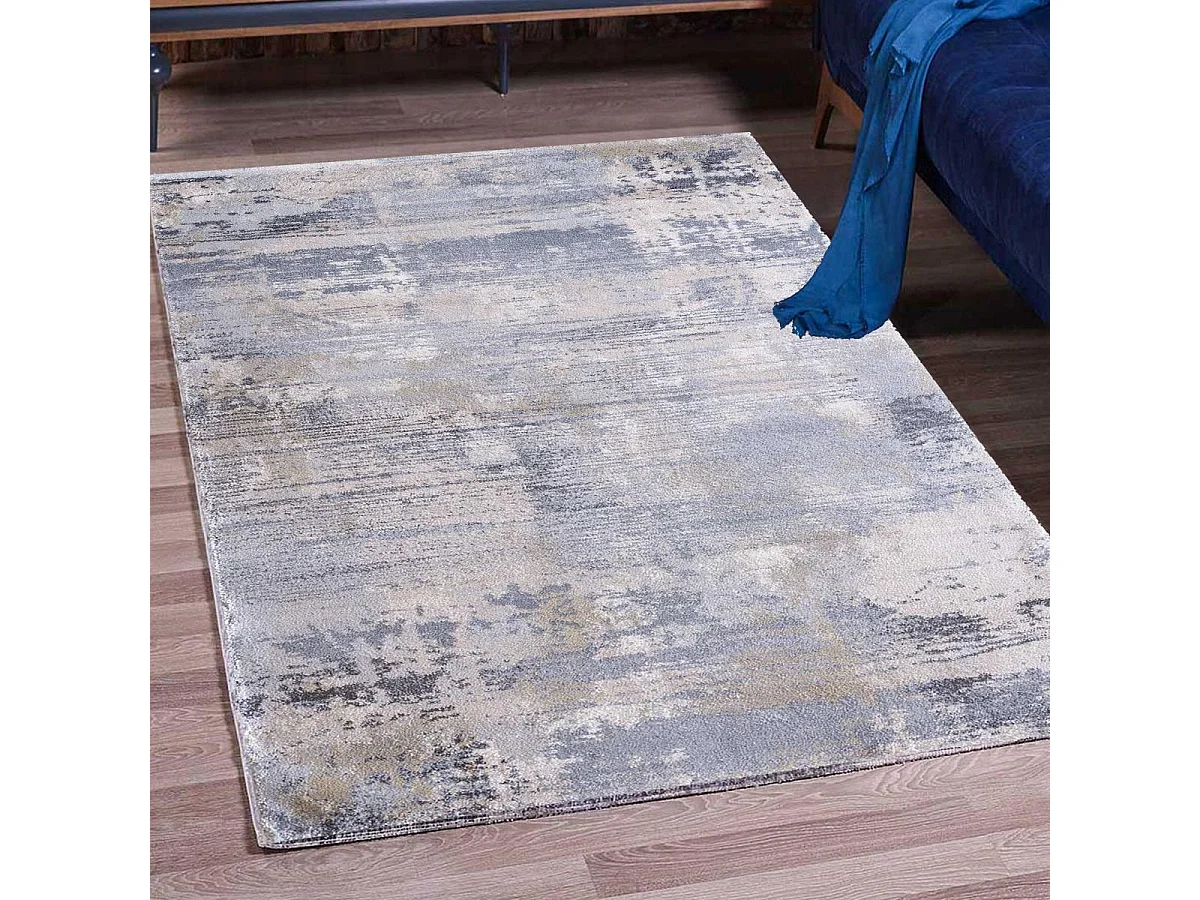 tapis chambre 80x150 tissé crème rectangle motif faux uni CORTO