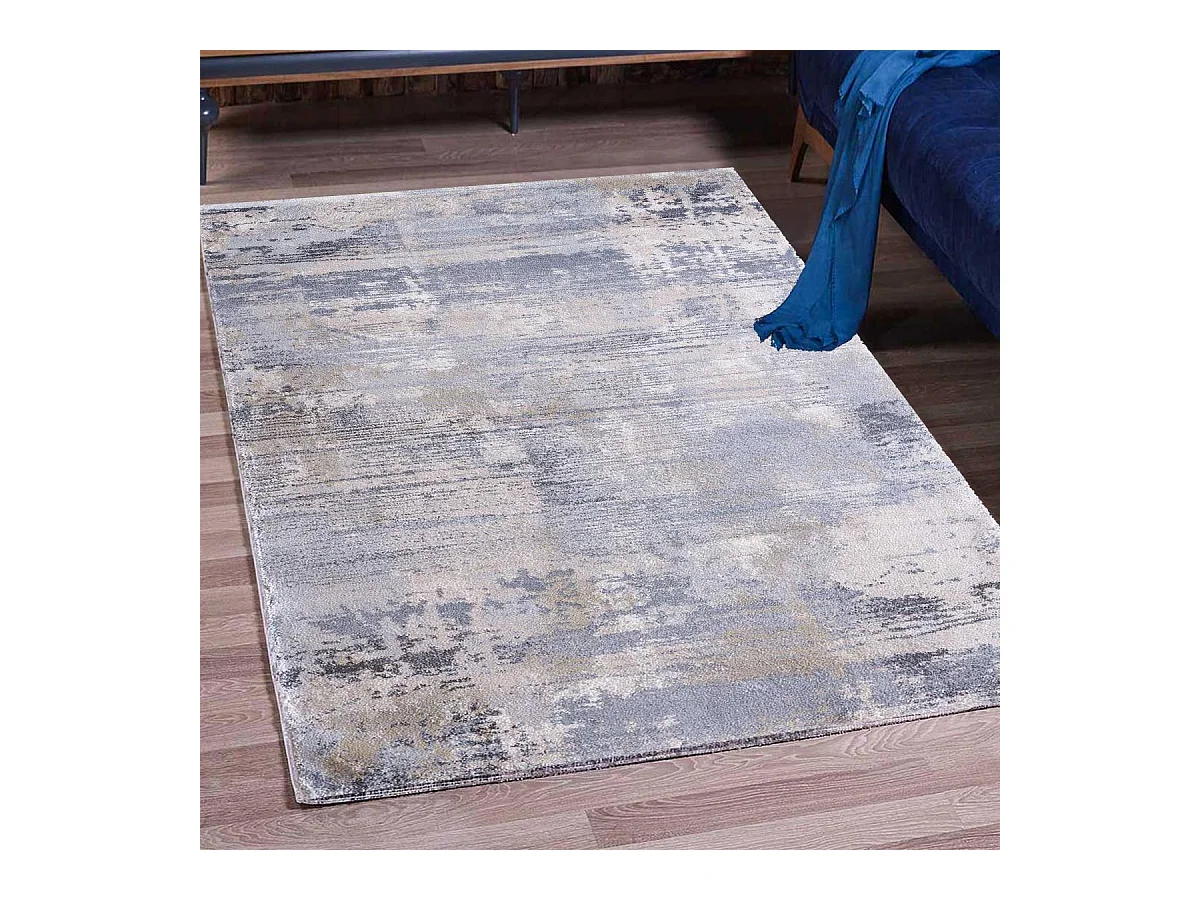 tapis chambre 80x150 tissé crème rectangle motif faux uni CORTO