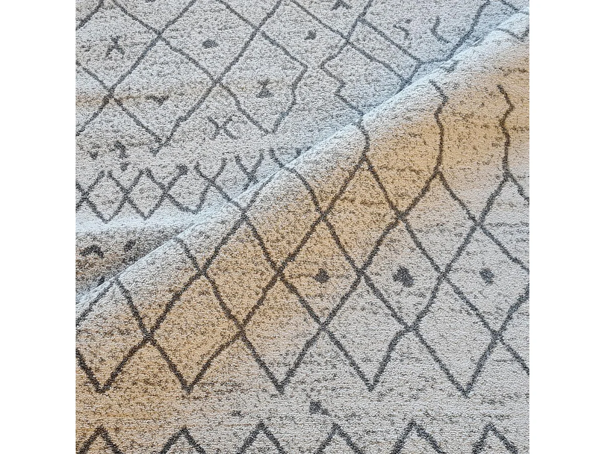 Tapis berbère 120x170 tissé motif ethnic ESSAOUER gris et noir