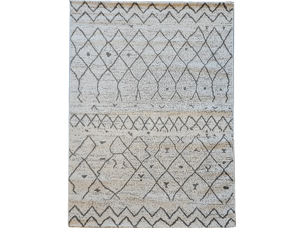 Tapis berbère 120x170 tissé motif ethnic ESSAOUER gris et noir