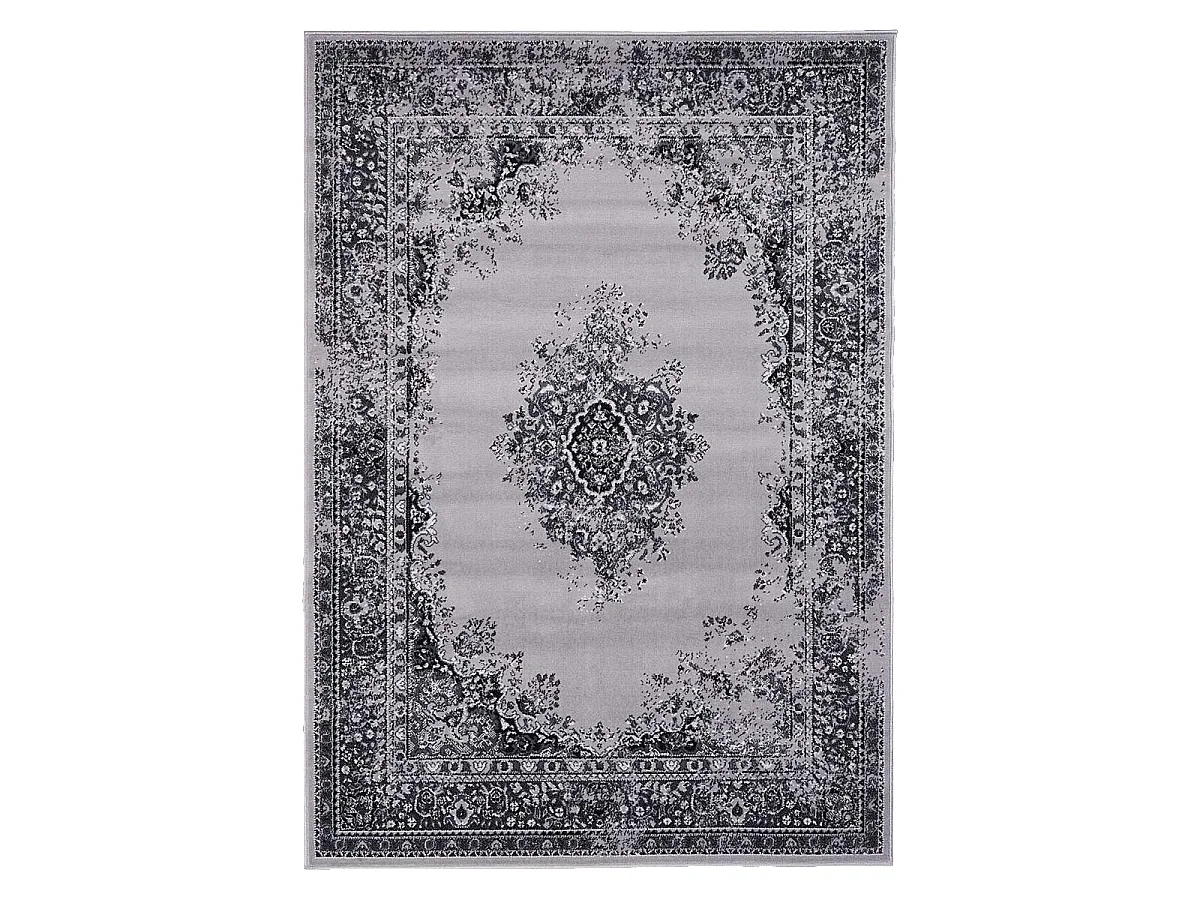 Tapis oriental 120x170 rectangle noir tissé motif ethnique LYN1 VINTOR
