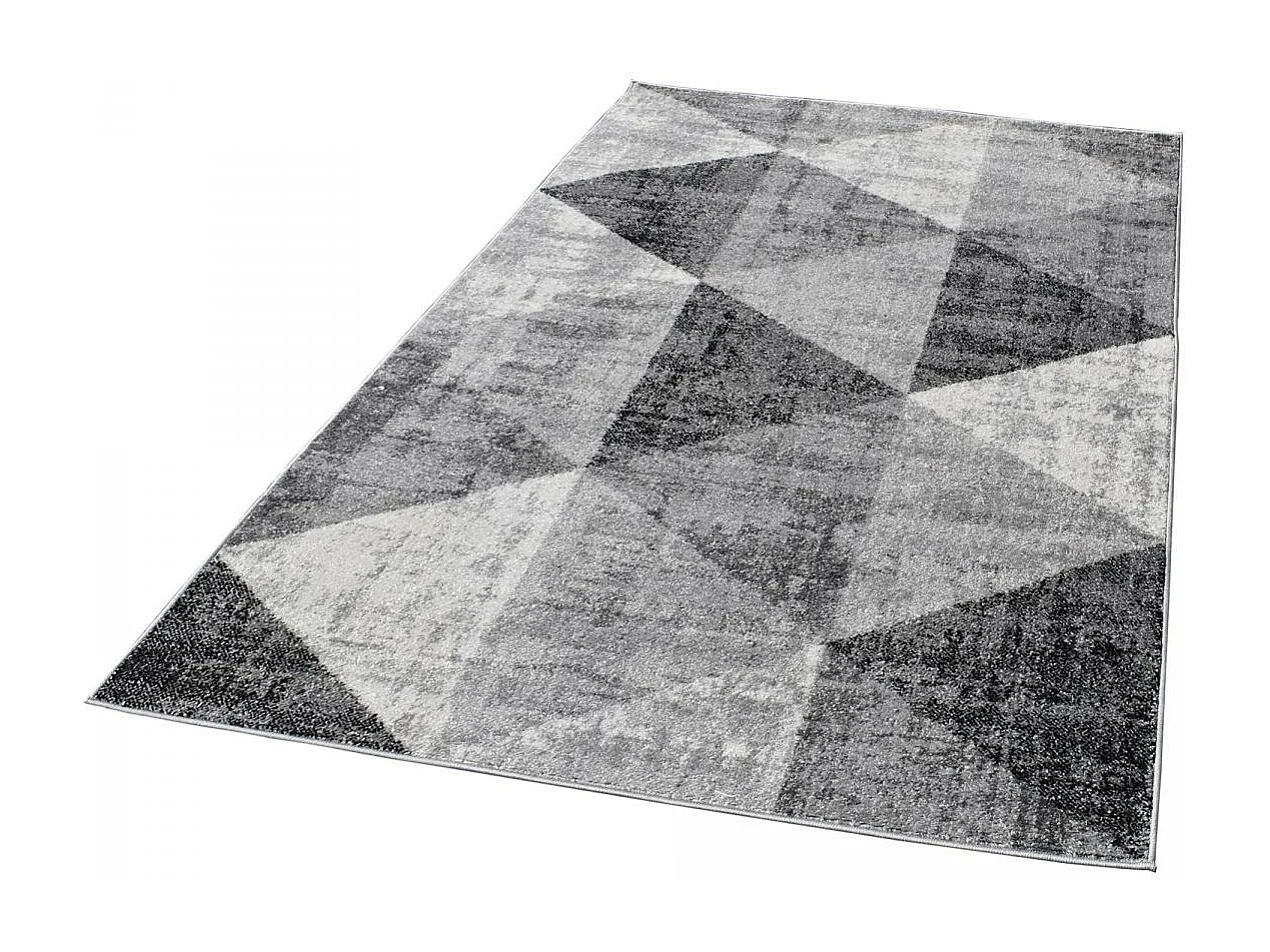 tapis chambre 150x220 tissé gris et crème rectangle motif géométrique SOLTAM