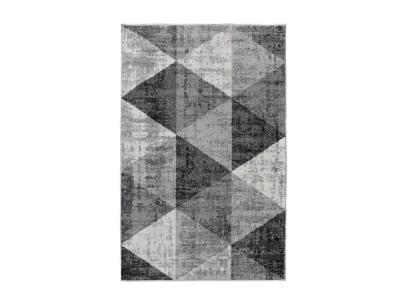 tappeto per camera da letto 150x220 tessuto rettangolo grigio e crema motivo geometrico SOLTAM