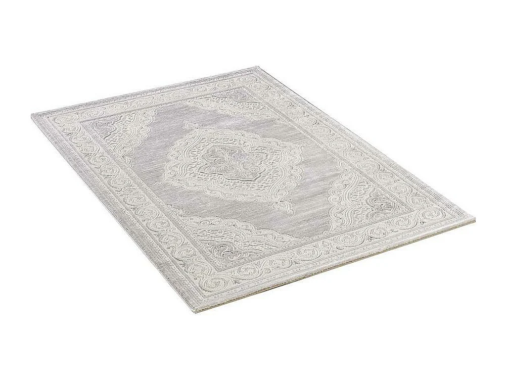 Tapis oriental 80x150 rectangle gris clair tissé motif ancestral LYN7 FALAN