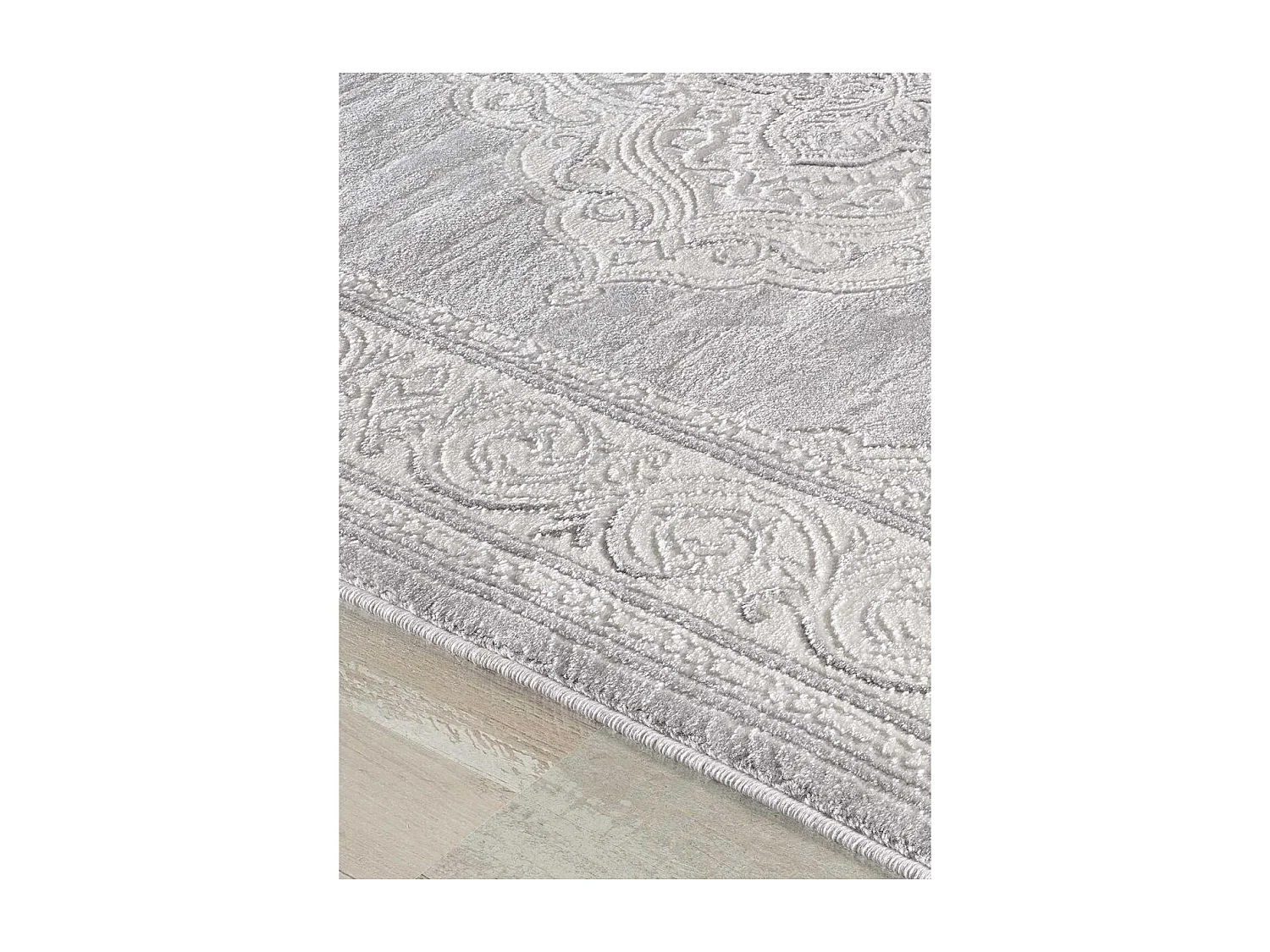 Tappeto orientale 80x150 rettangolo grigio chiaro intrecciato motivo ancestrale FALAN