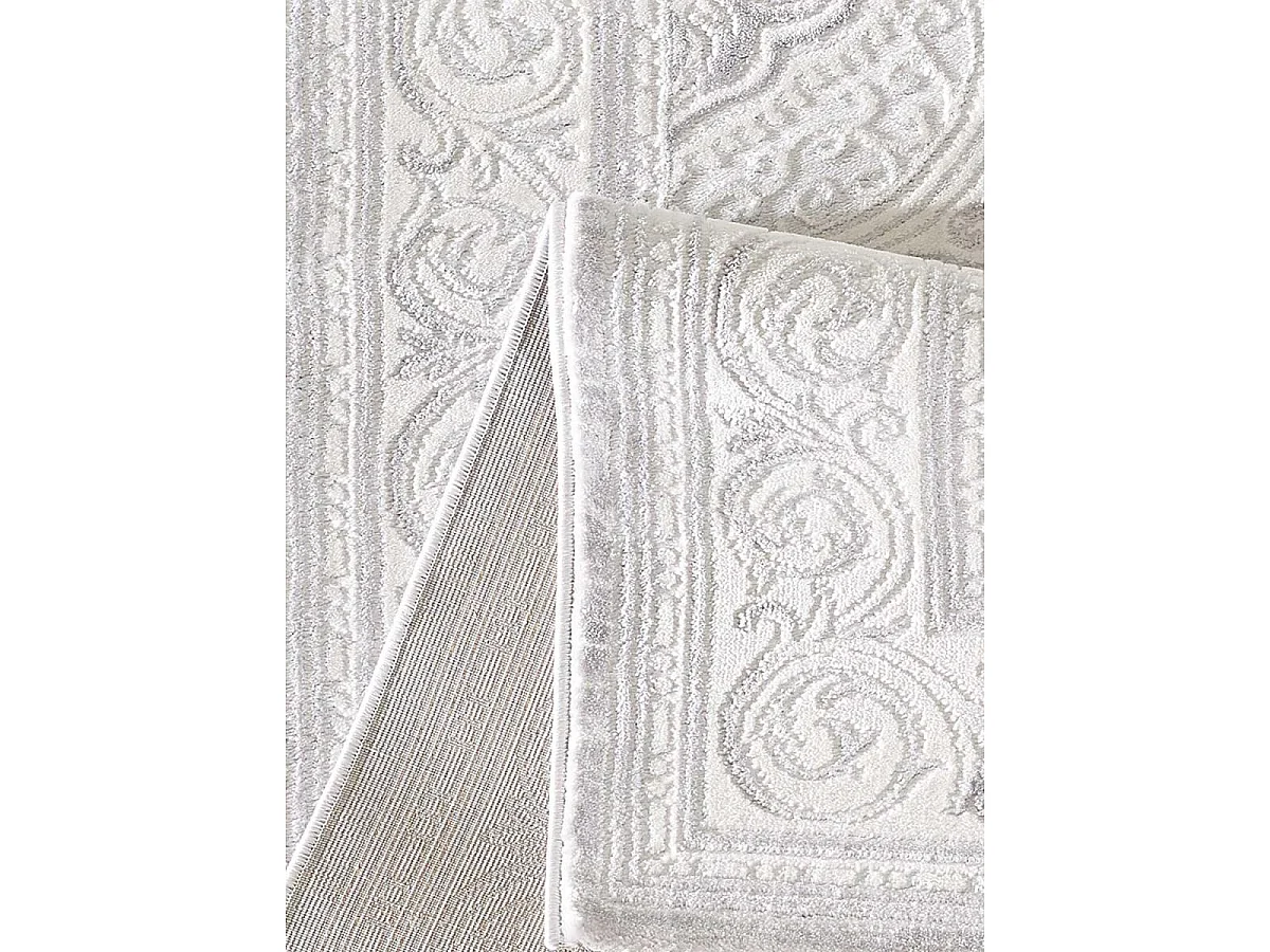 Tappeto orientale 80x150 rettangolo grigio chiaro intrecciato motivo ancestrale FALAN