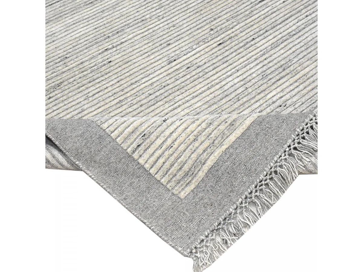 Authentique tapis noué main en laine 160x230 motif Scandinave gris et beige LOUNALI