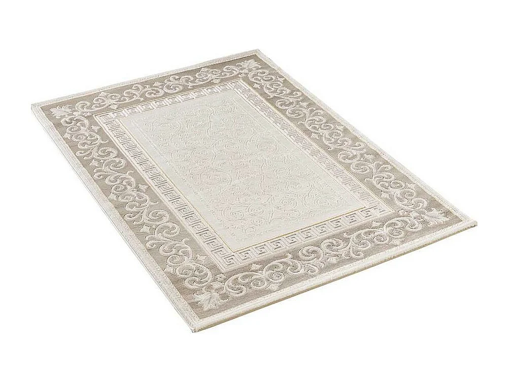 tapis chambre 80x150 tissé marron et gris rectangle motif simple LYN7 ASTA