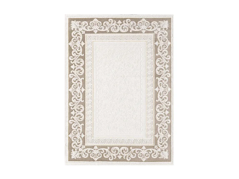 tapis chambre 80x150 tissé marron et gris rectangle motif simple LYN7 ASTA