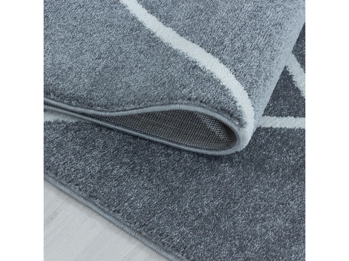 tapis entrée 80x150 tissé gris et blanc rectangle motif scandinave BENAPO