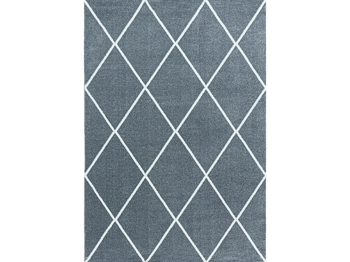 tapis entrée 80x150 tissé gris et blanc rectangle motif scandinave BENAPO