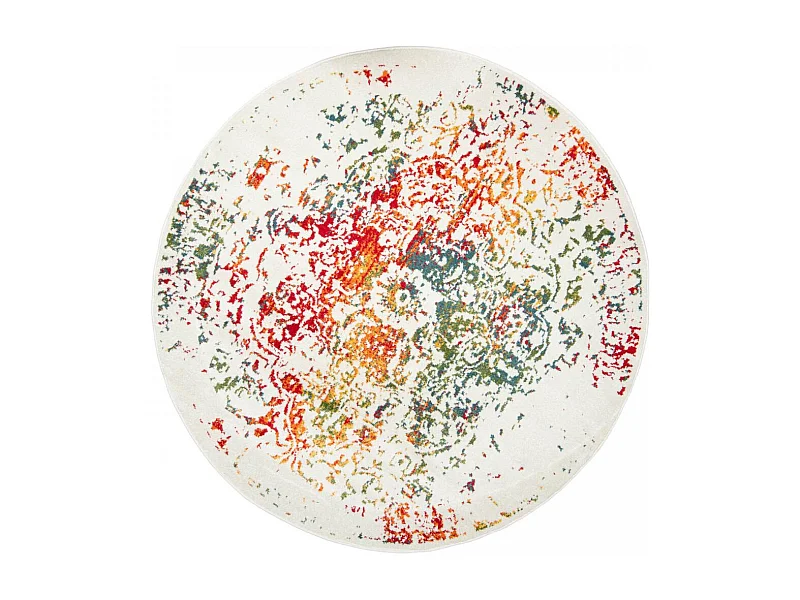 Tappeto orientale Ø120 cm rotondo tessuto multicolore motivo ancestrale DESTRUCT 2