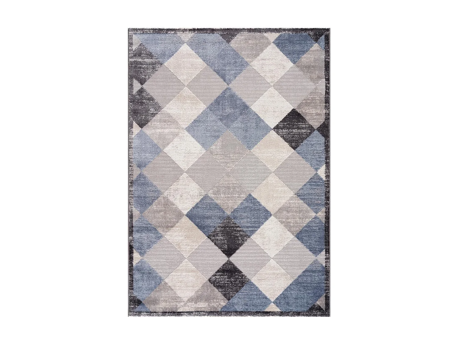 alfombra de salón 200x280 tejida con motivos geométricos rectangulares en gris claro y gris oscuro