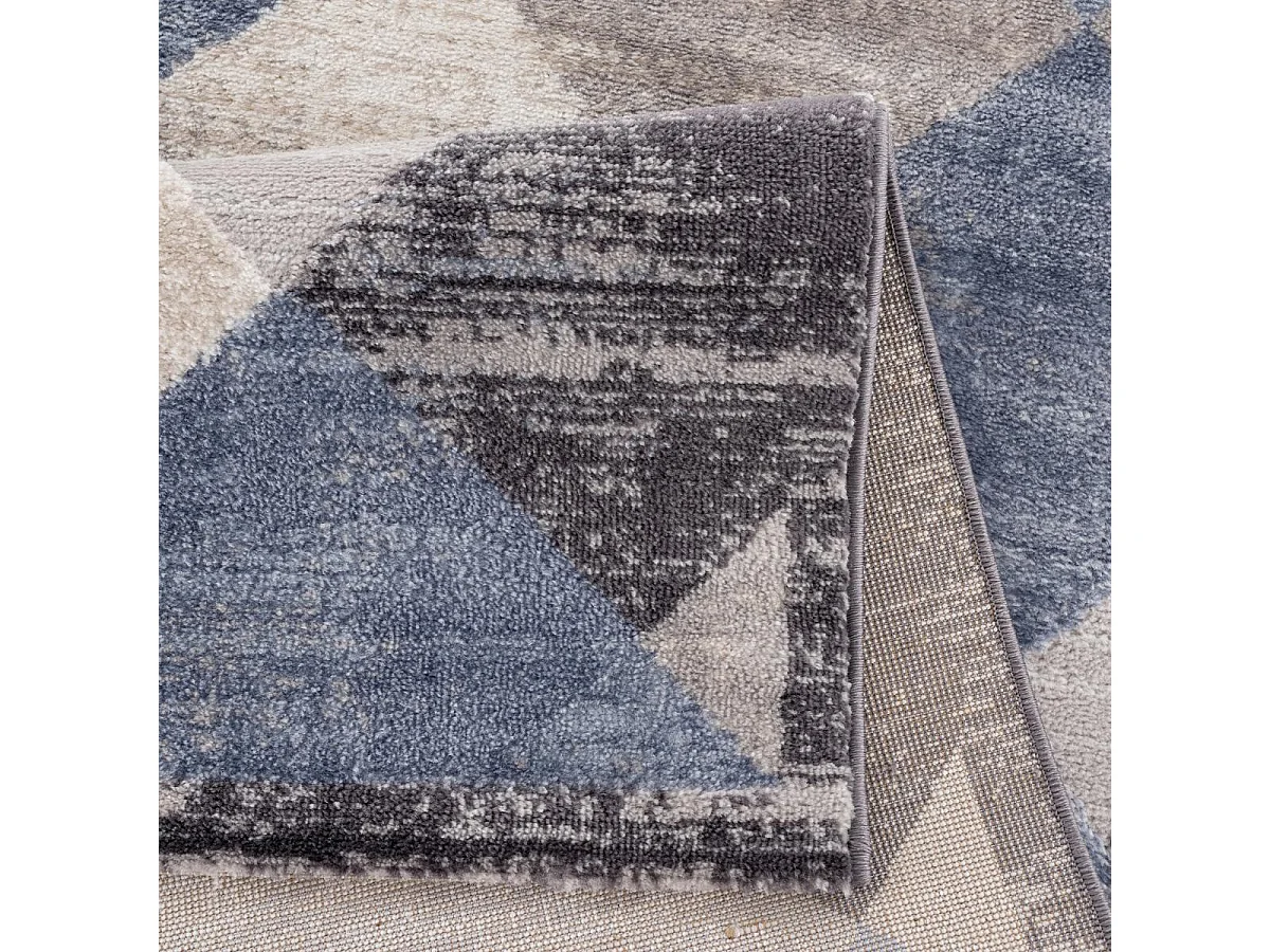 alfombra de salón 200x280 tejida con motivos geométricos rectangulares en gris claro y gris oscuro