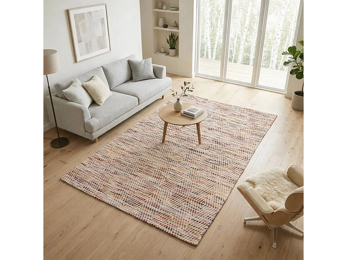 Tappeto Kilim 80x140 rettangolo realizzato a mano in lana multicolore