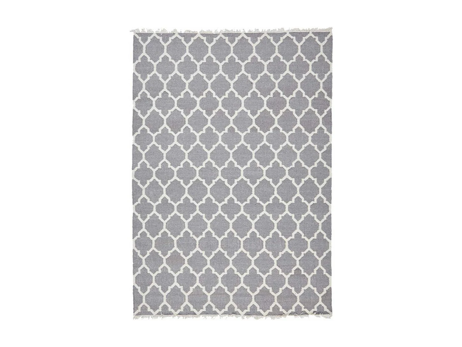 Tapis kilim 80x150 rectangle fait main en laine gris motif scandinave LYN12 AFRIRA