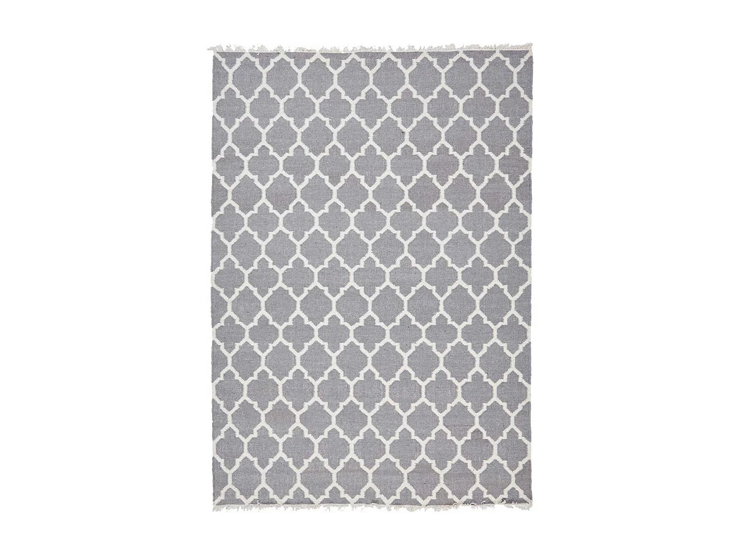 Tapis kilim 80x150 rectangle fait main en laine gris motif scandinave LYN12 AFRIRA