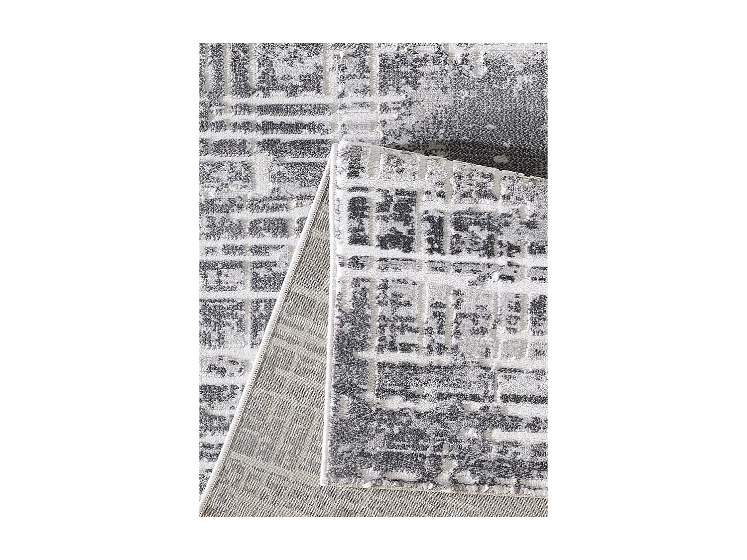 tapis salon 160x220 tissé gris clair rectangle motif géométrique LYN7 RAMAS