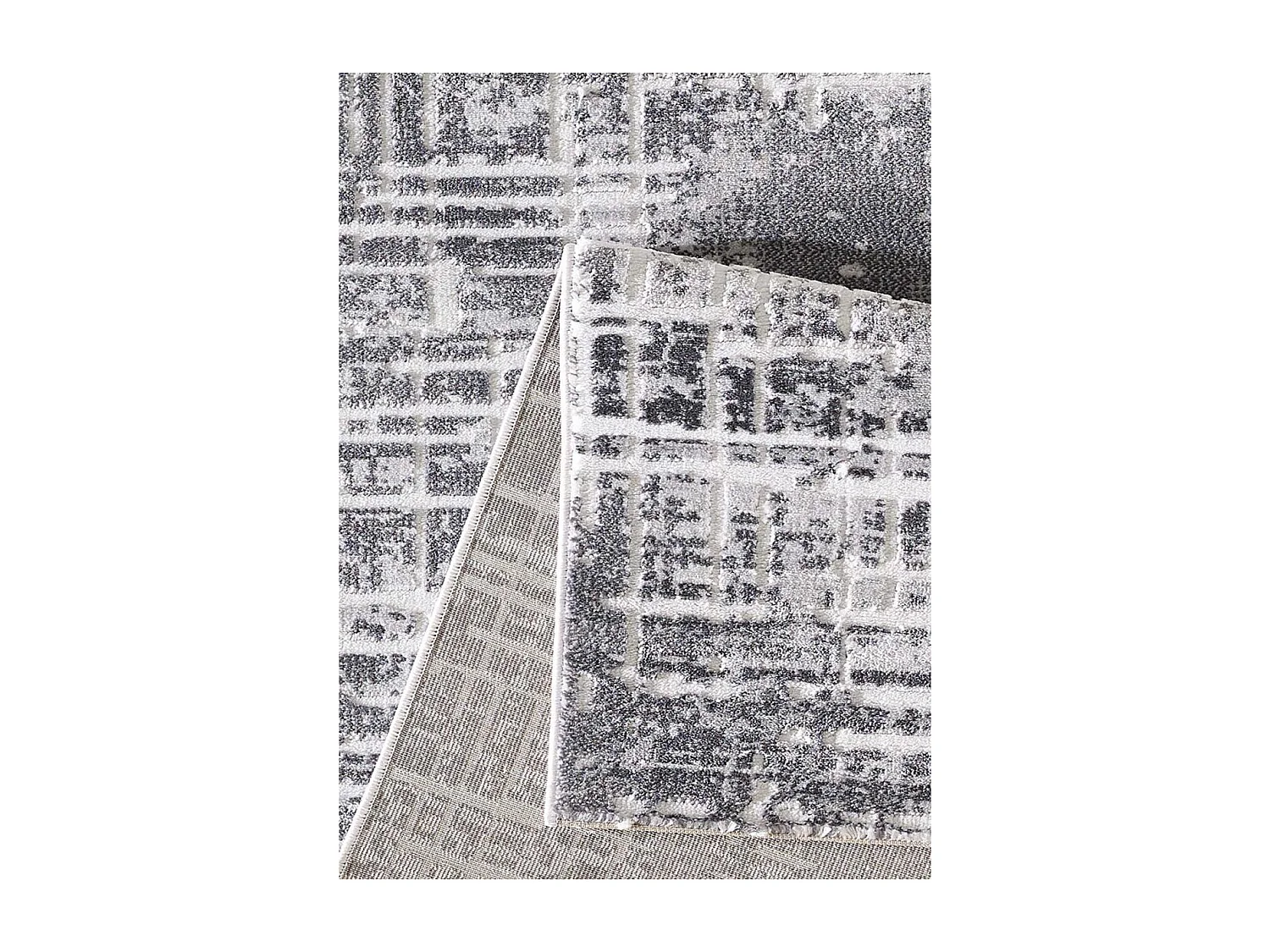 tapis salon 160x220 tissé gris clair rectangle motif géométrique LYN7 RAMAS